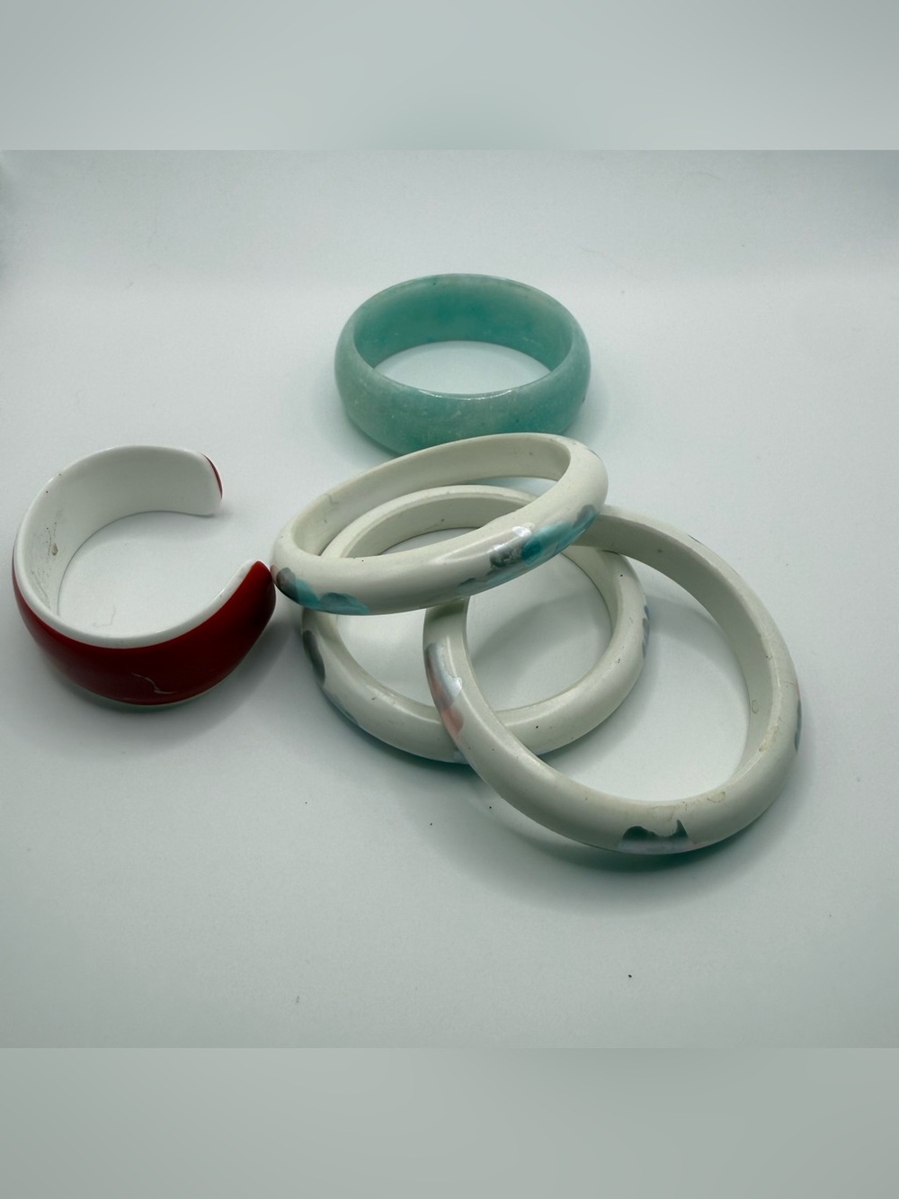 White and Aqua plastic Bangle Set - Women Accessories